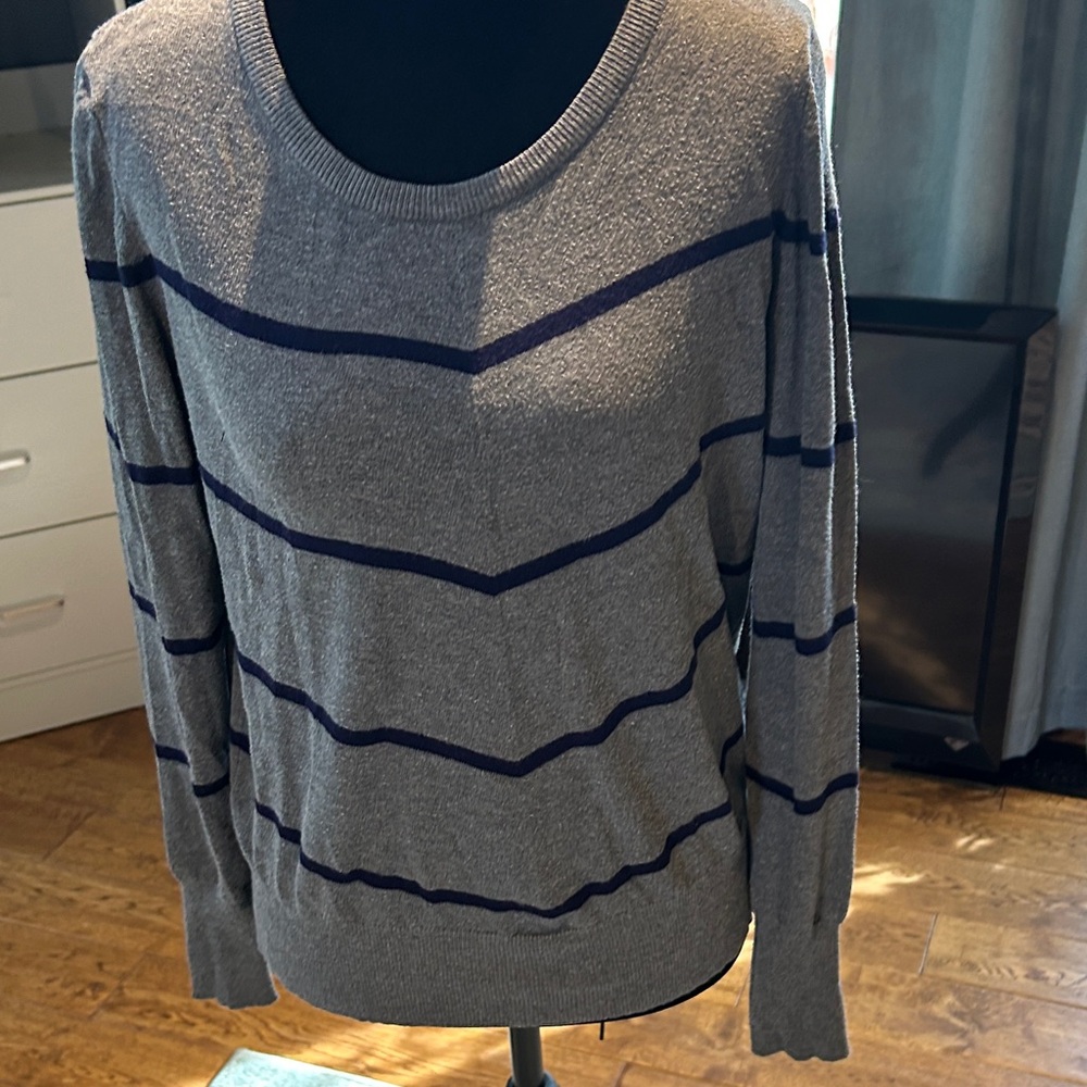 Absolutely Heather Gray and Navy Striped Sweater
